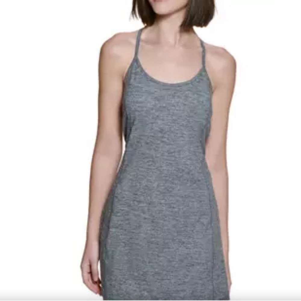 NEW: Calvin Klein Grey halter neck, racer back moisturizer wick mini dress. SzM